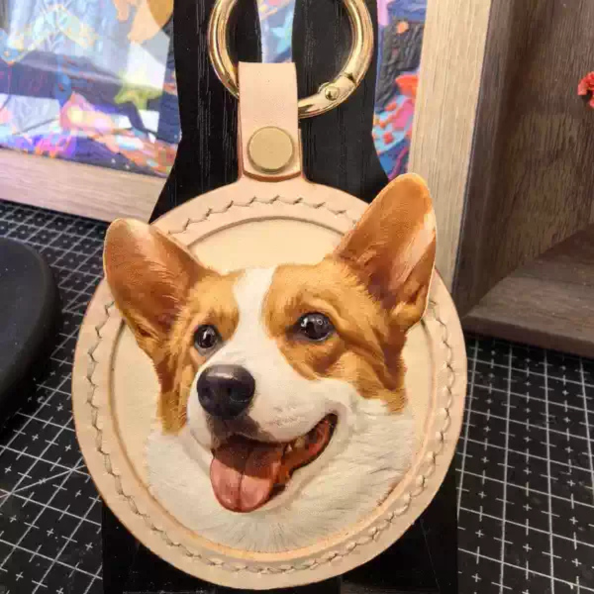 Nori Personalized Pet Portrait Charm in Vegan Leather