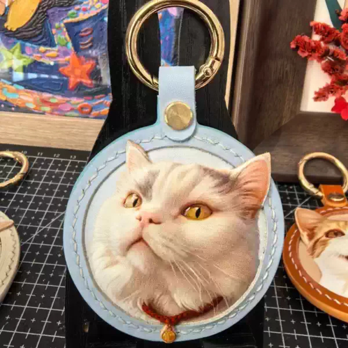 Nori Personalized Pet Portrait Charm in Vegan Leather