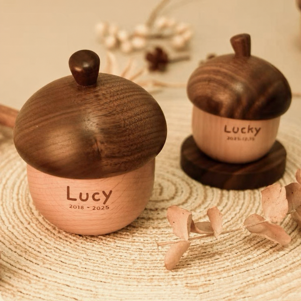 Acona Custom Engraved Wooden Pet Memorial Urn