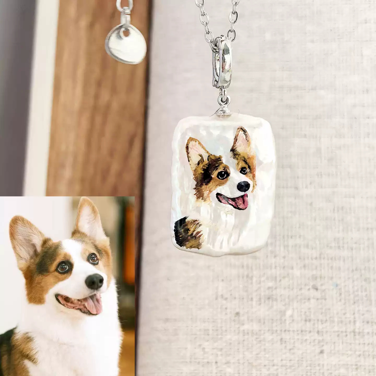 Mira Custom Pet Portrait Baroque Pearl Necklace